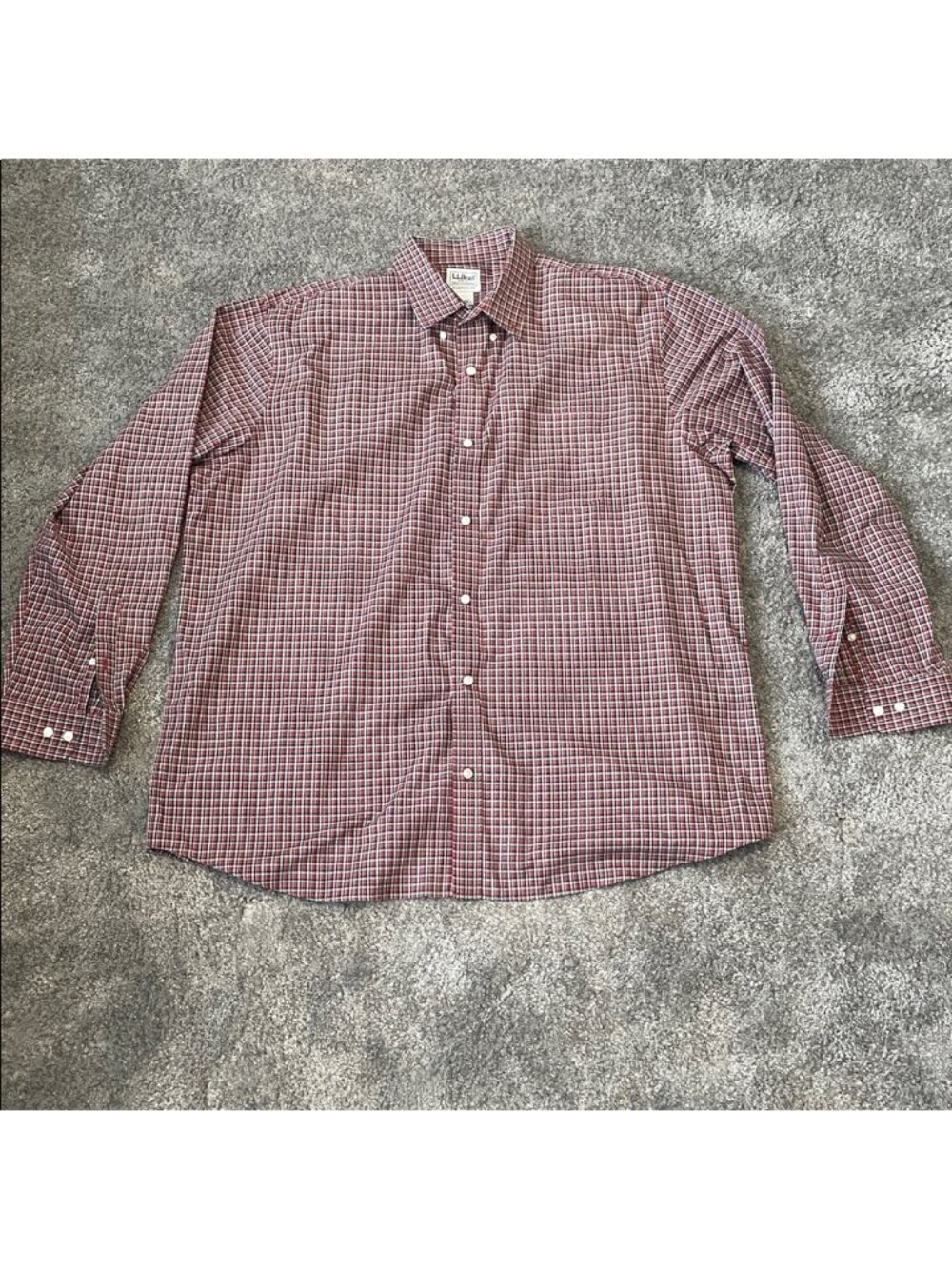 EC L.L. Bean Button Up Orange / Navy Plaid Shirt - Size XL REG